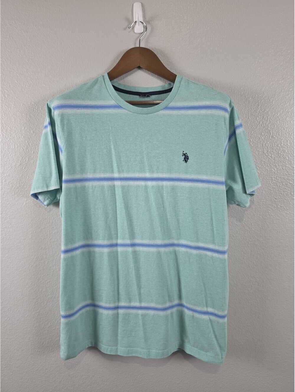 Mens M GREEN AND BLUE STRIPED US POLO ASSN Teeshirt Polo Shirt
